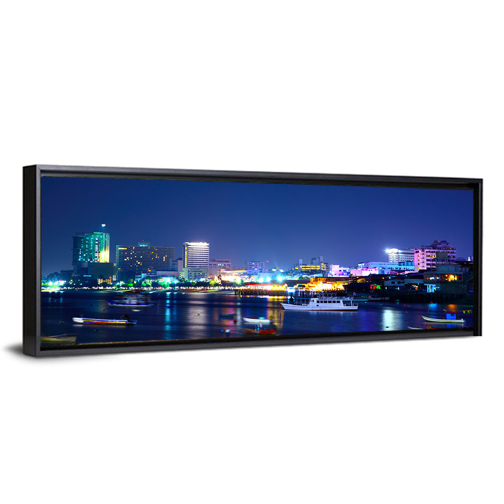 Pattaya Bay Night Skyline Wall Art