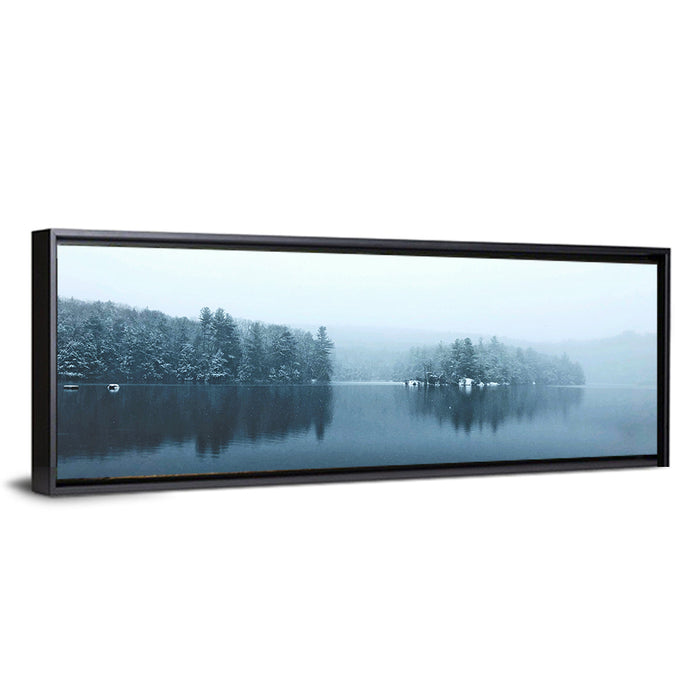 Burr Pond Winter Reflection Wall Art as a framed canvas