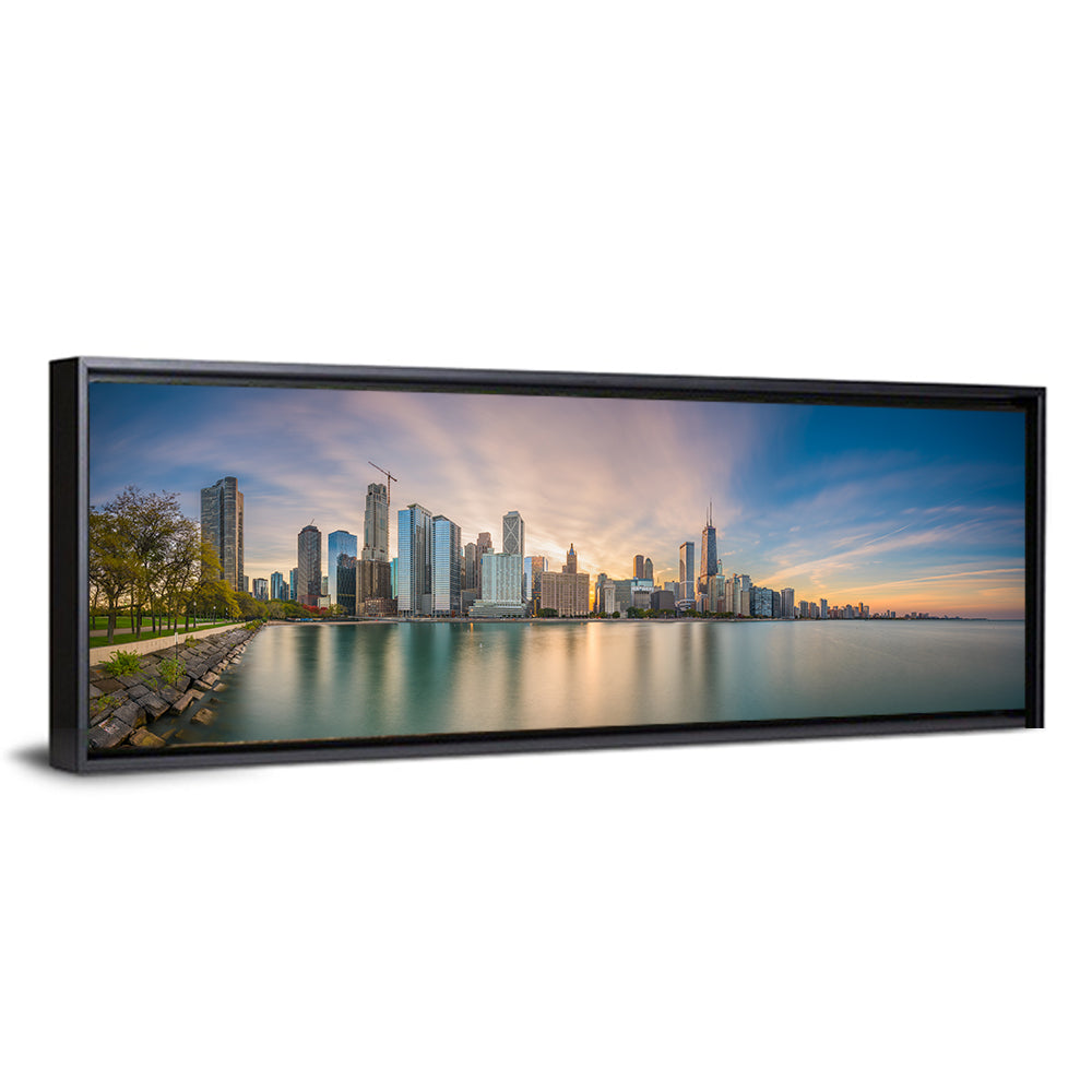 Chicago Skyline at Golden Hour Wall Art