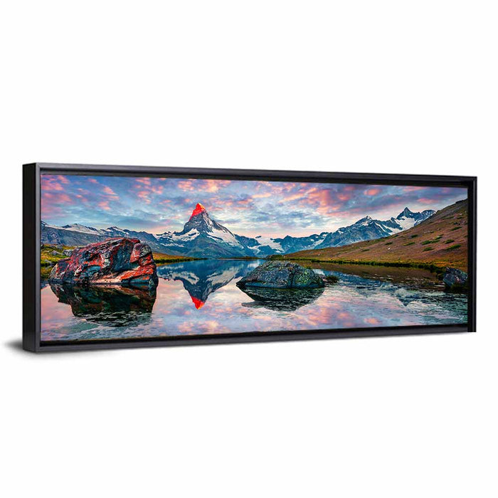 Stellisee Sunrise Reflection Wall Art as a framed canvas