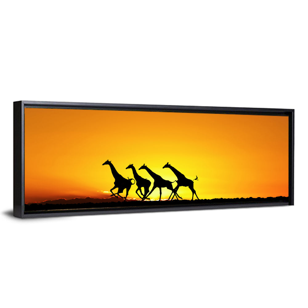 Savanna Giraffes at Sunset Wall Art