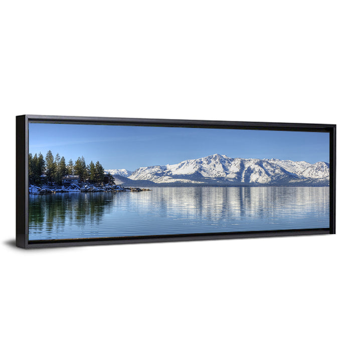 Elk Point Lake Tahoe Reflection Wall Art as a framed canvas
