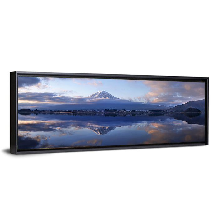 Mount Fuji Reflection at Lake Kawaguchi Wall Art as a framed canvas