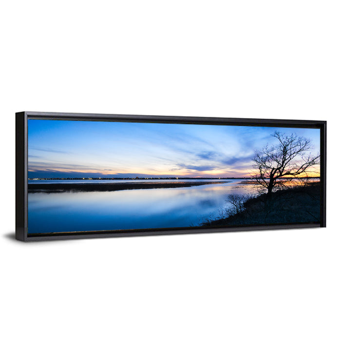 Lake Bemidji Twilight Wall Art as a framed canvas