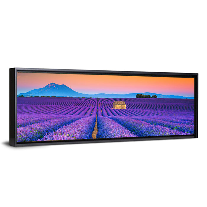 Valensole Lavender Fields at Sunset Wall Art as a framed canvas