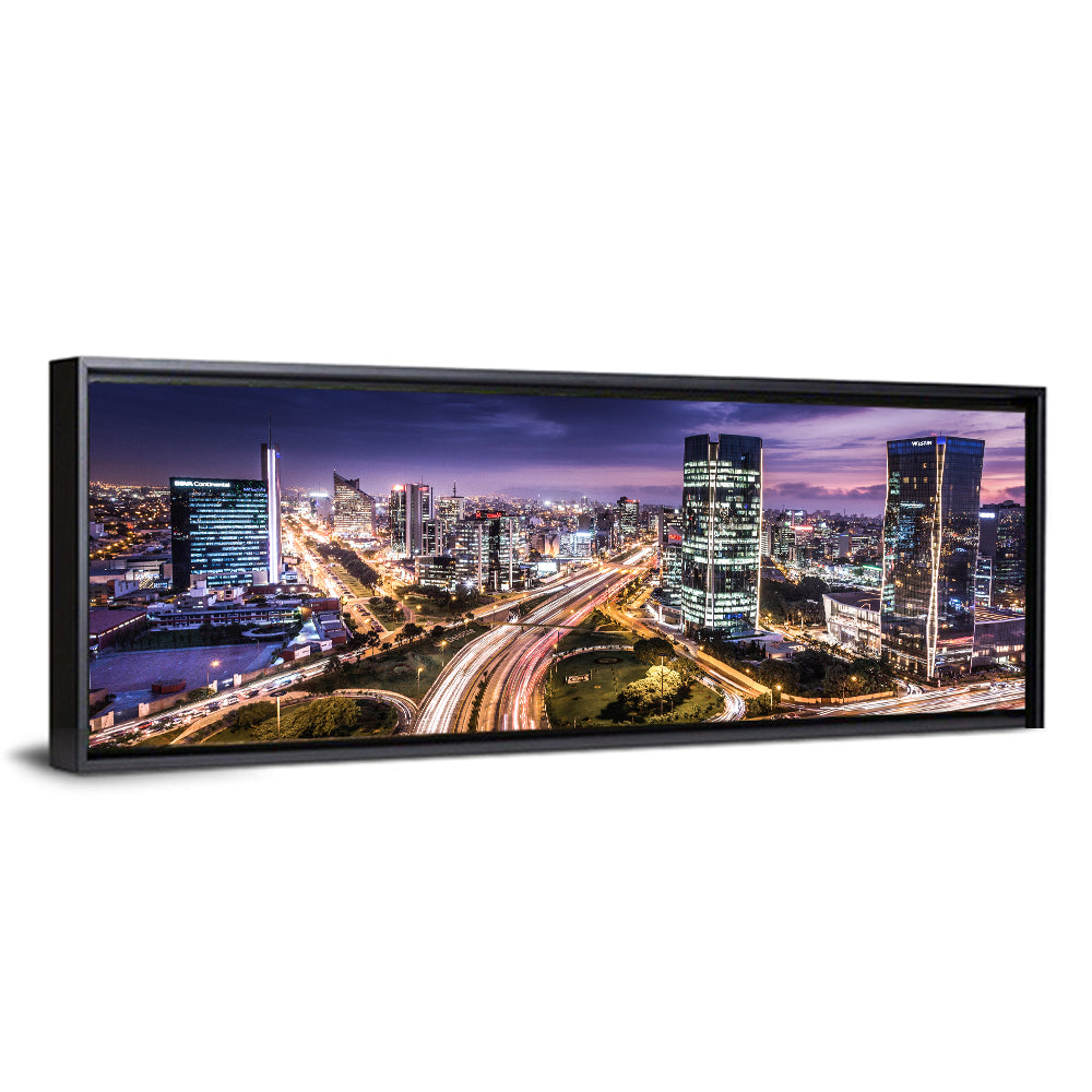 Lima Night Skyline Wall Art