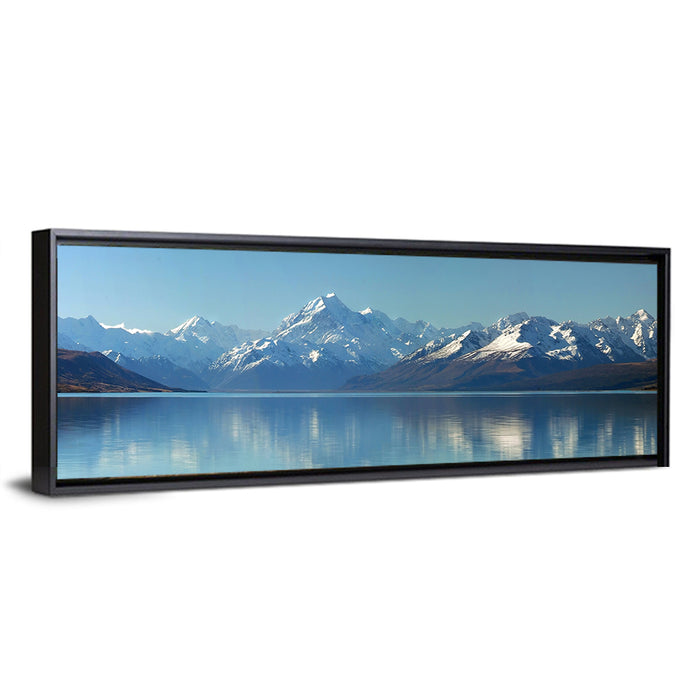 Aoraki Reflection Over Lake Pukaki Wall Art as a framed canvas