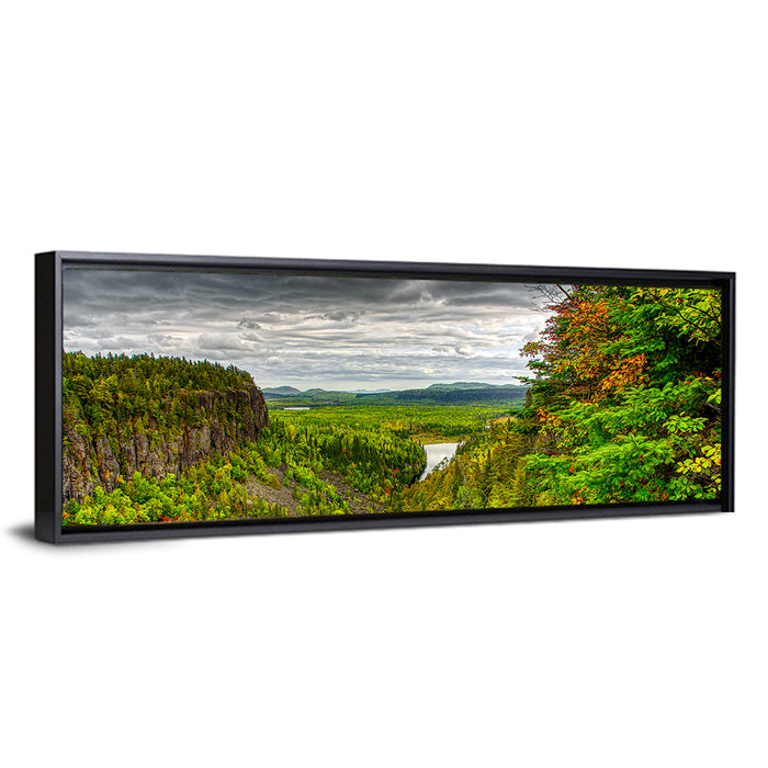 Ouimet Canyon Autumn View Wall Art as a framed canvas
