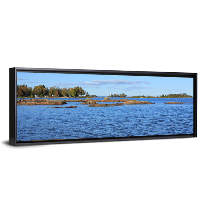 Lake Vanern Rocky Shoreline Wall Art as a framed canvas