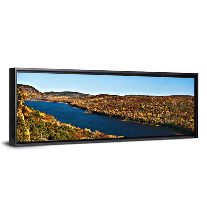 Lake of the Clouds Golden Hour Wall Art as a framed canvas
