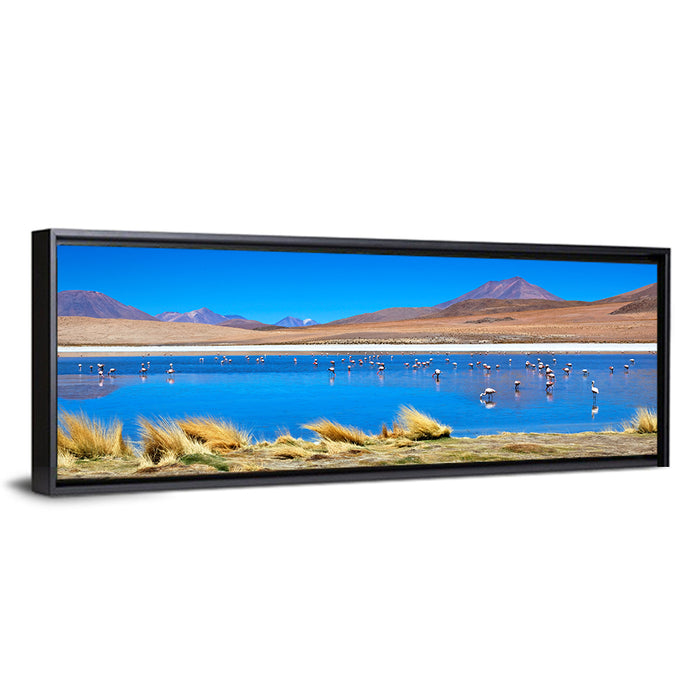 Laguna Flamingo Lake Wall Art as a framed canvas