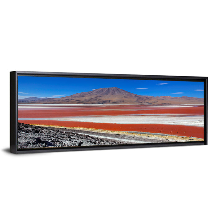 Laguna Colorada Red Lake Wall Art as a framed canvas