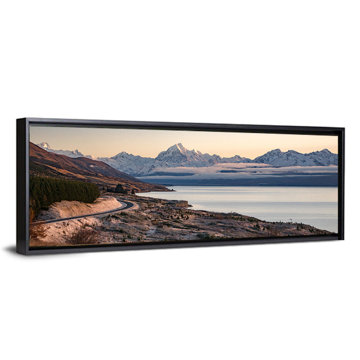 Mount Cook Over Lake Pukaki Wall Art as a framed canvas