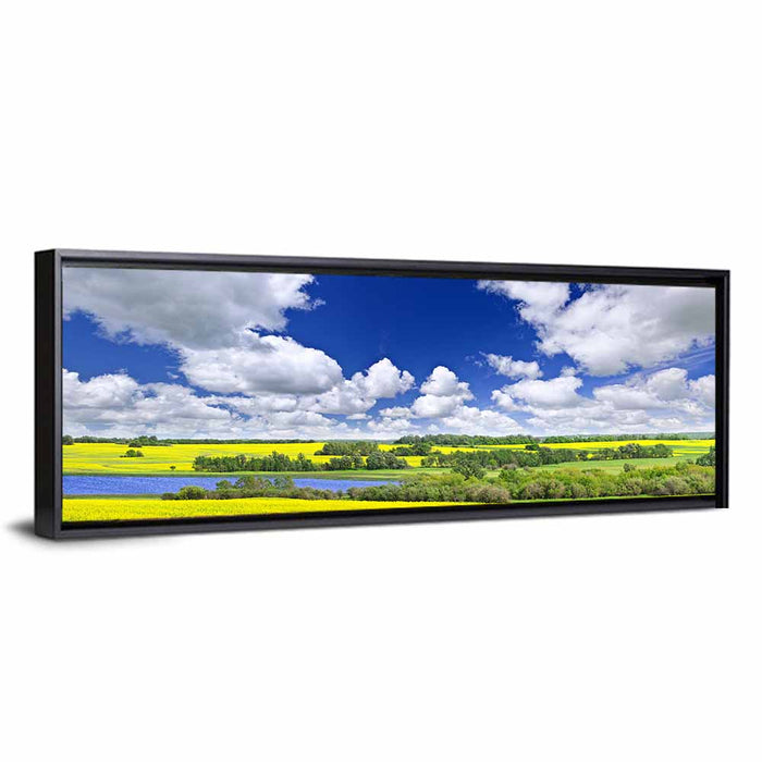 Saskatchewan Canola Field Wall Art as a framed canvas