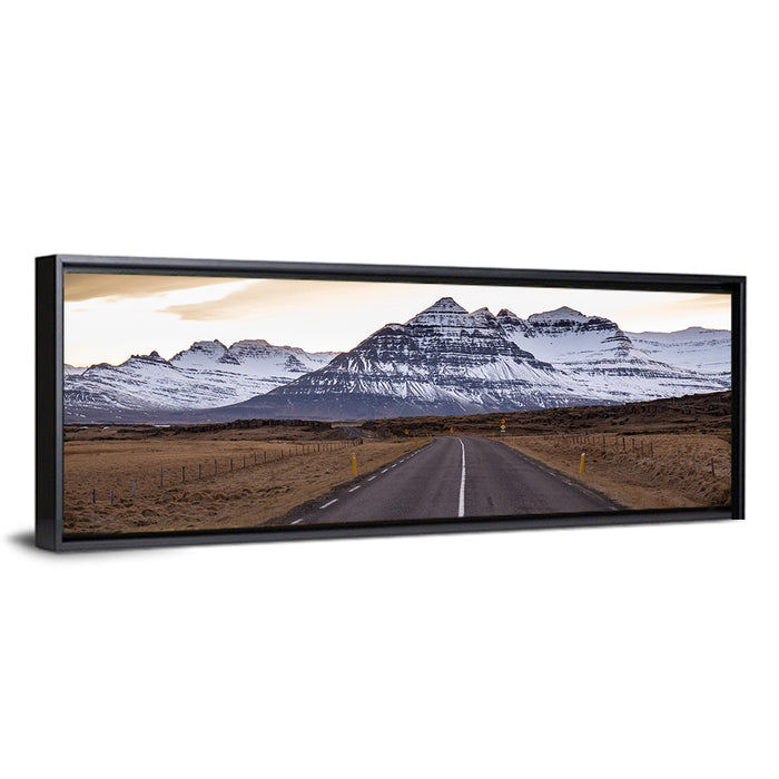 East Fjords Road at Dusk Wall Art as a framed canvas