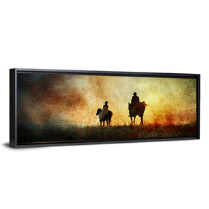 Horse Riders Silhouette Wall Art