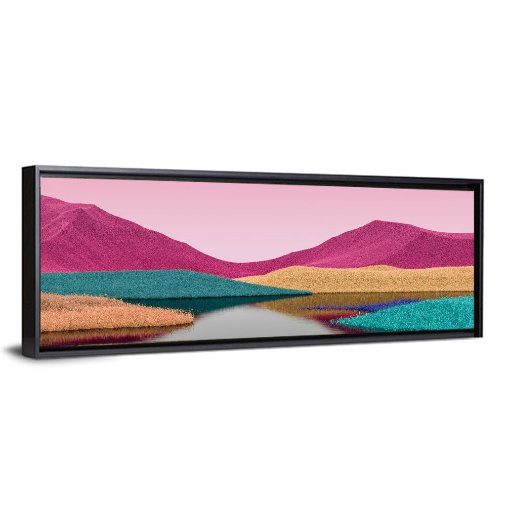 Surreal Magenta Mountain Lake Wall Art