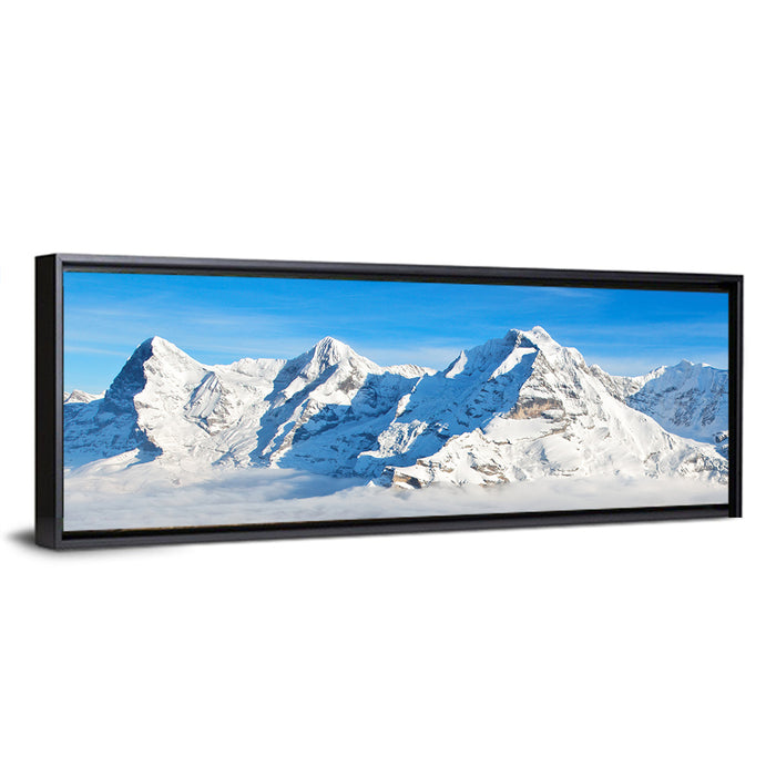 Eiger, Mönch and Jungfrau Peaks Wall Art as a framed canvas