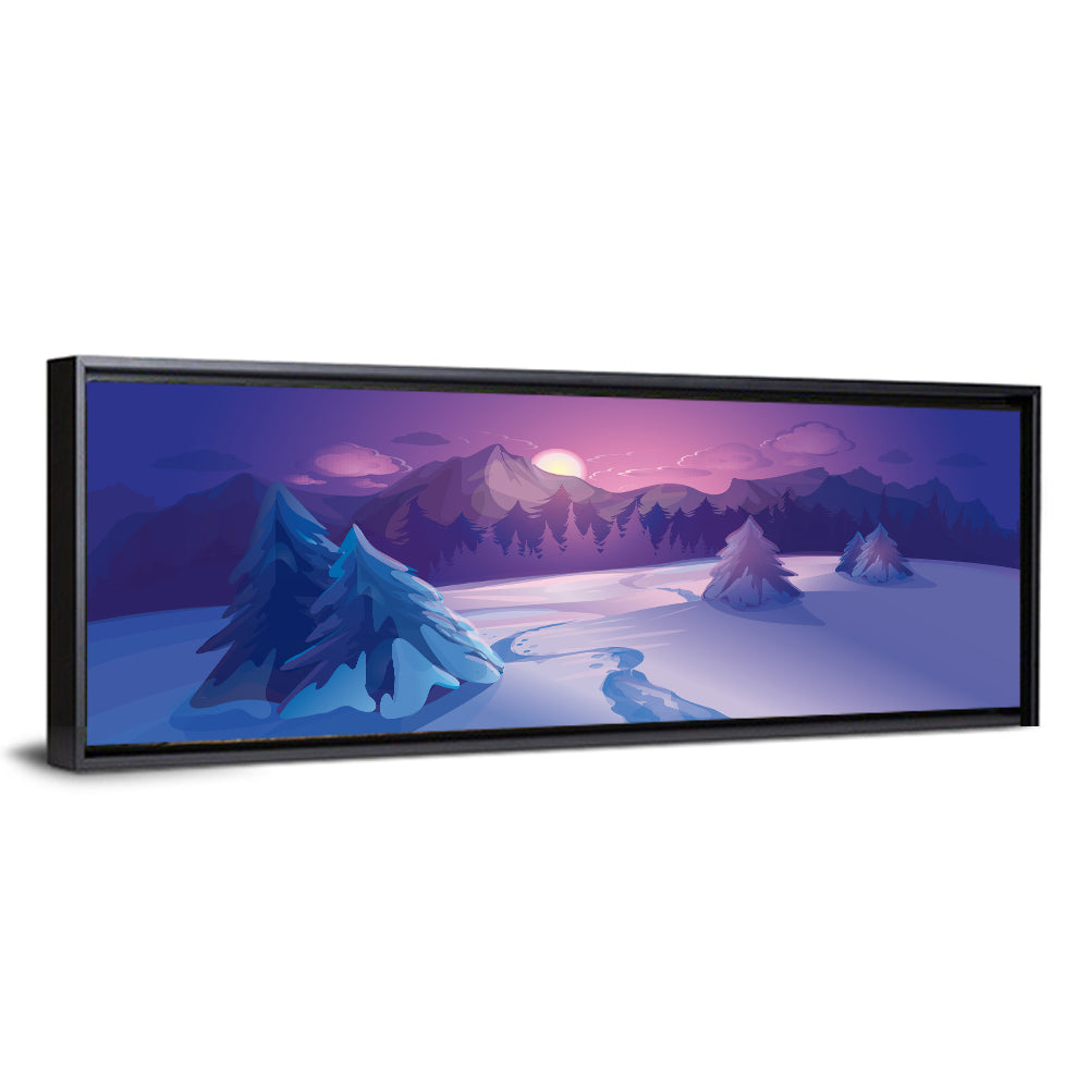 Lavender Winter Mountain Illustration Wall Art