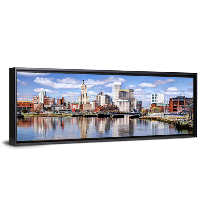 Providence Skyline Wall Art as a framed canvas