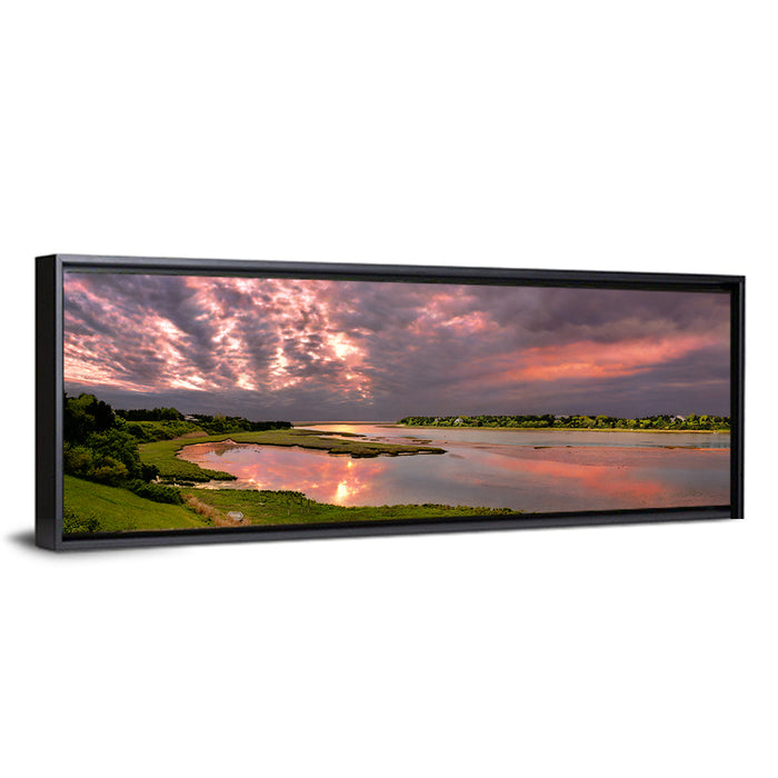 Cape Cod Cloudy Sunrise Wall Art as a framed canvas