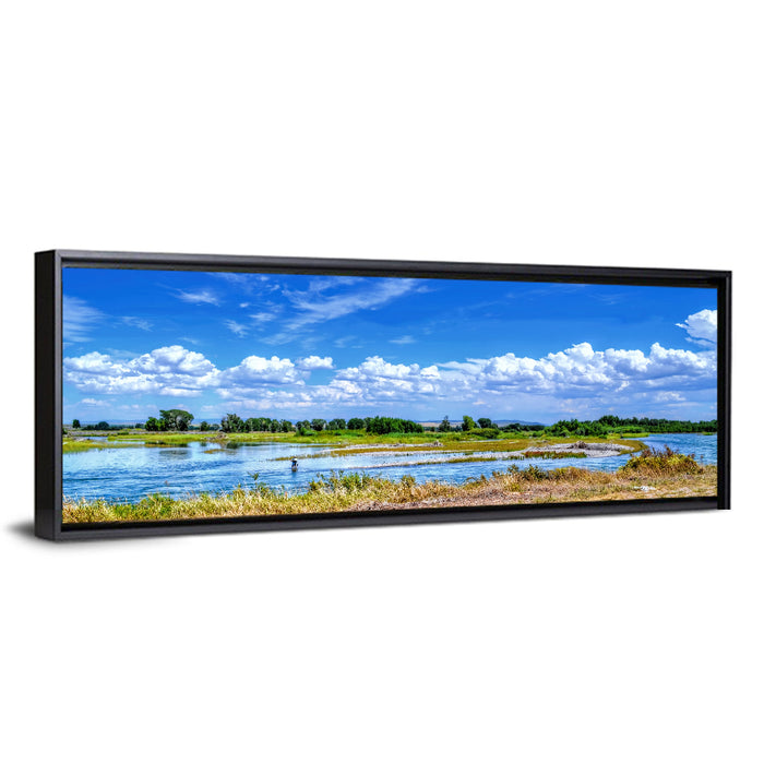 Snake River Fly Fishing, Idaho Wall Art as a framed canvas