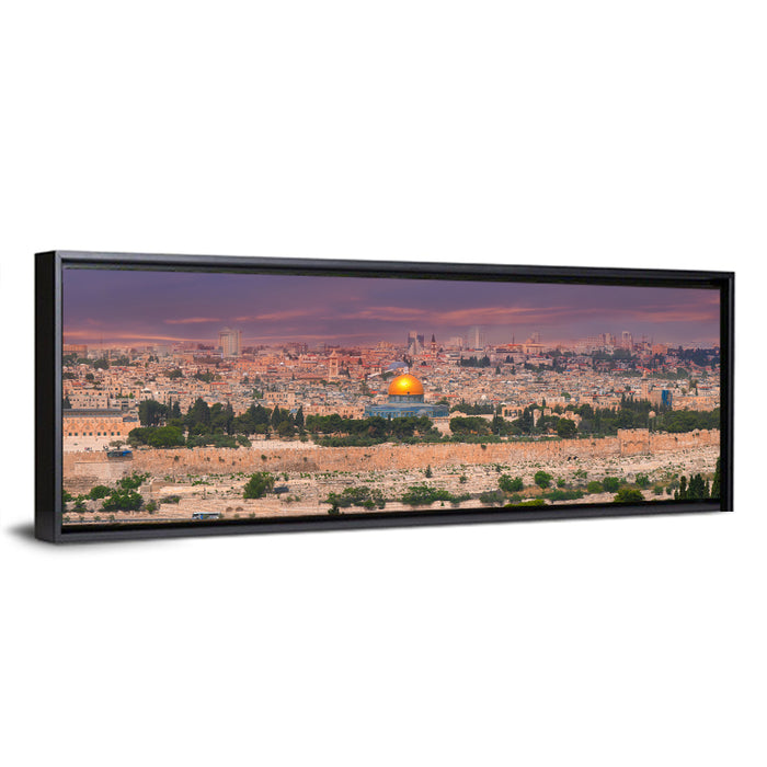 Jerusalem Golden Dome at Dusk Wall Art as a framed canvas