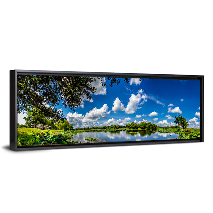 Brazos Bend Lake Reflection Wall Art as a framed canvas