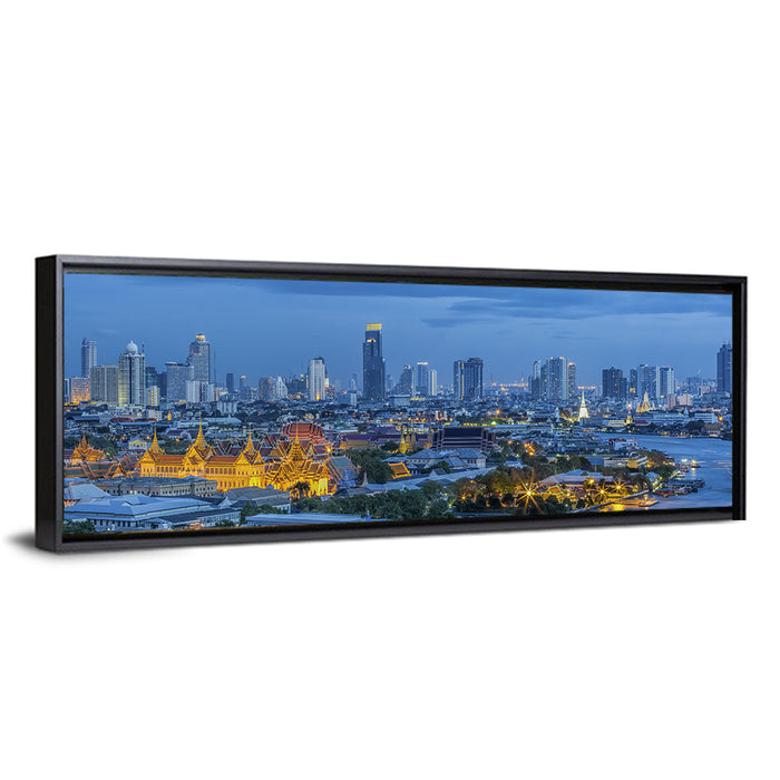 Bangkok Skyline at Blue Hour Wall Art as a framed canvas