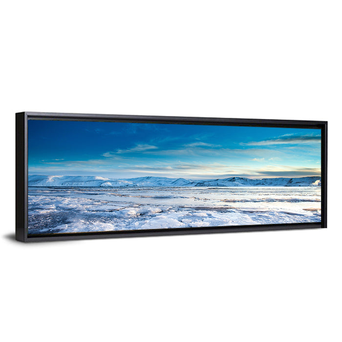 Kleifarvatn Winter Horizon Wall Art as a framed canvas