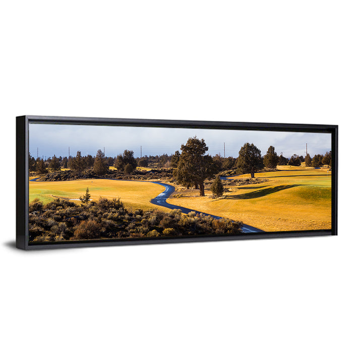 Central Oregon Golf Course with Winding Path Wall Art as a framed canvas