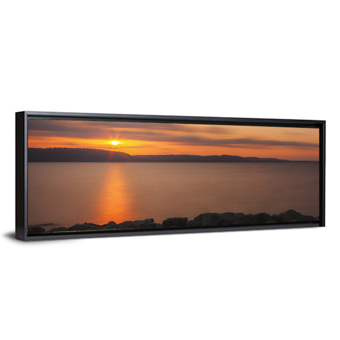 Lake Pepin Golden Sunrise Wall Art as a framed canvas
