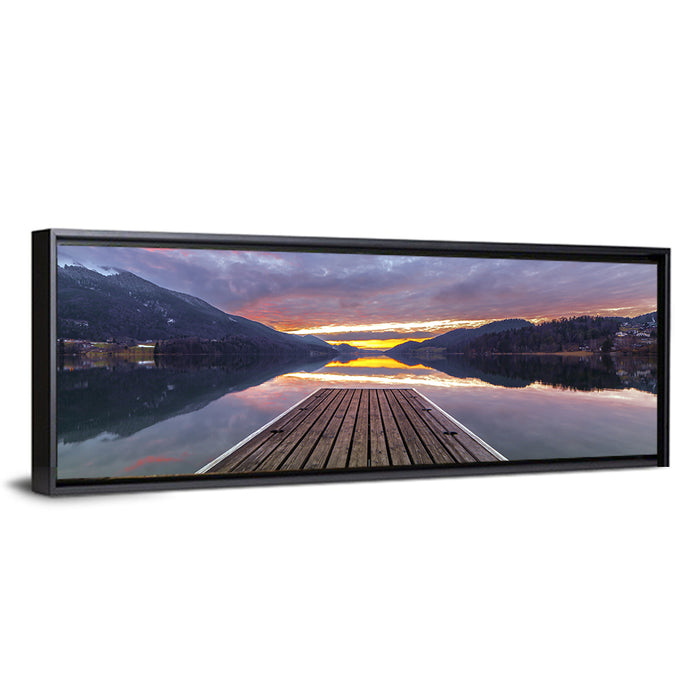 Fuschlsee Pier at Sunset Wall Art as a framed canvas