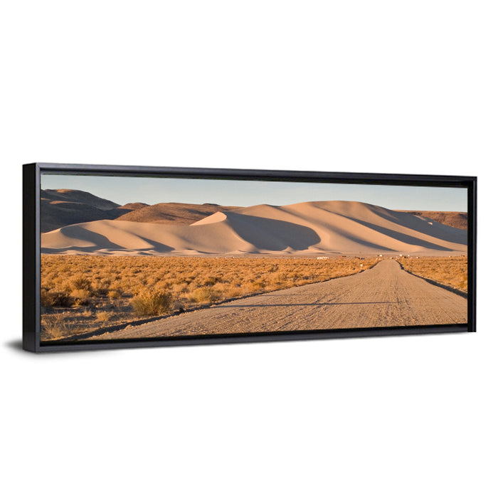 Sand Mountain Dune Road Wall Art as a framed canvas