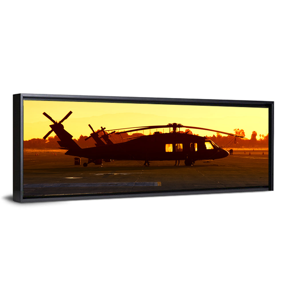 Row of Military Helicopters at Dusk Wall Art