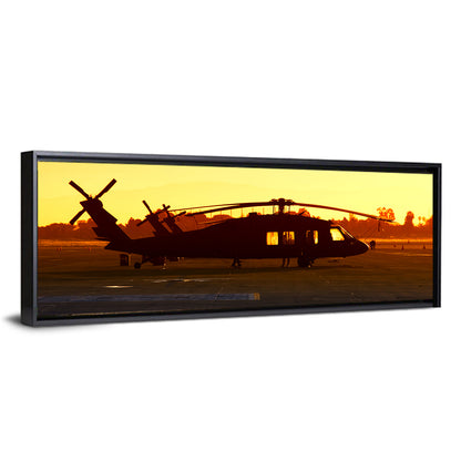 Military Helicopter at Base Wall Art