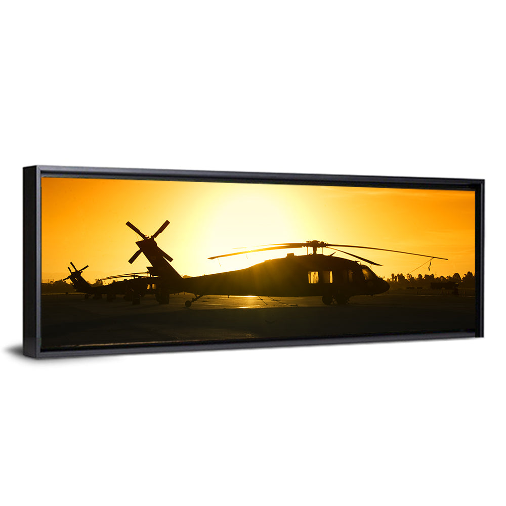 Military Helicopter at Sunset Wall Art