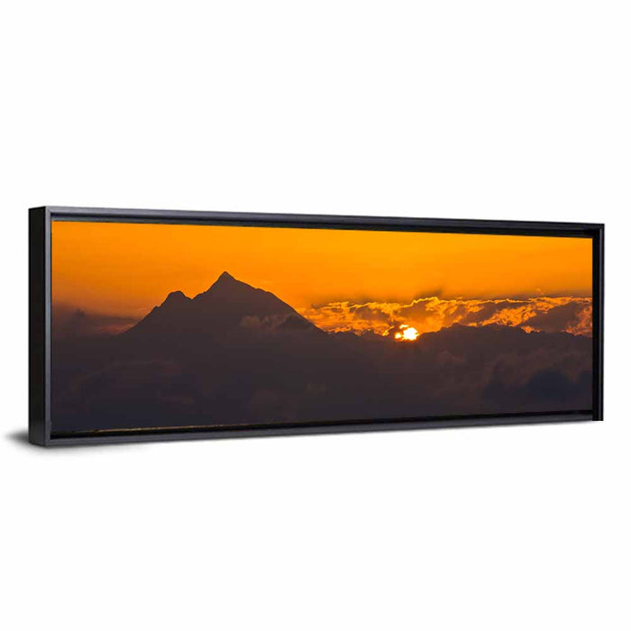 Athos Mountain Sunrise Wall Art as a framed canvas