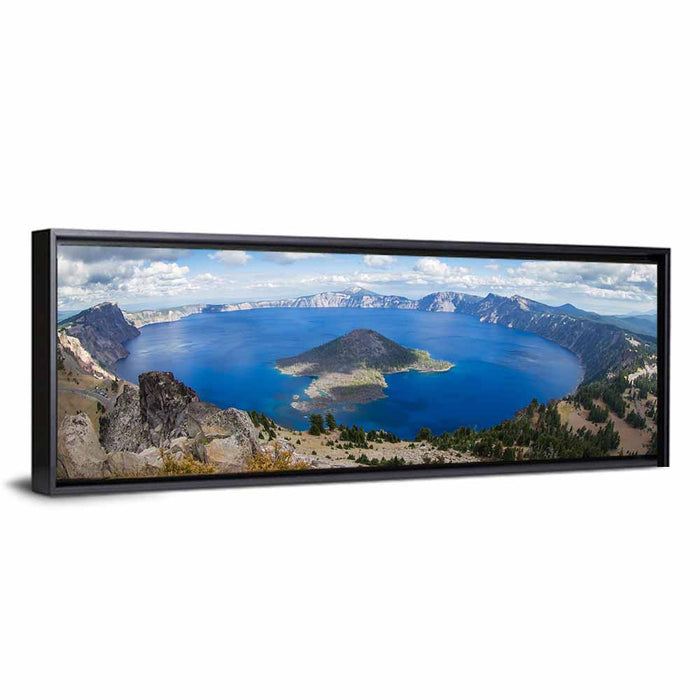 Crater Lake Rim View Wall Art as a framed canvas