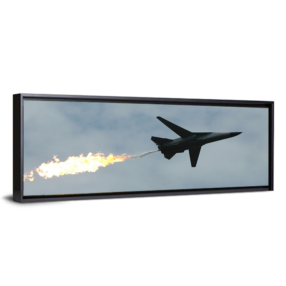 Fighter Jet with Flaming Exhaust Wall Art
