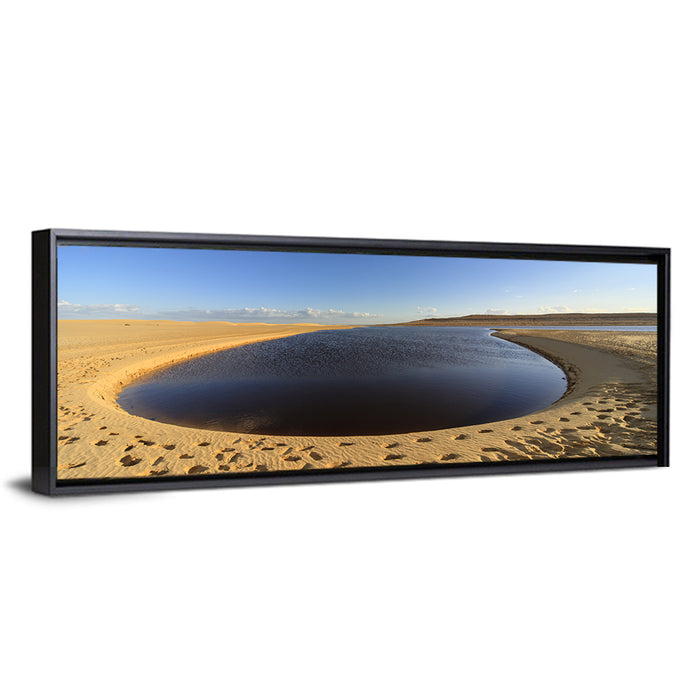 Fayoum Lake Footprints Wall Art as a framed canvas