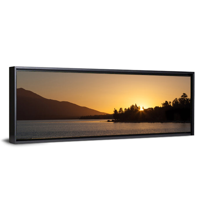 Lake Brunner Golden Sunset Wall Art as a framed canvas