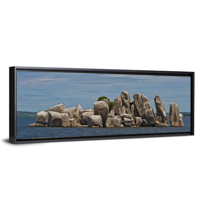 Stony Islet Lake Victoria Wall Art as a framed canvas