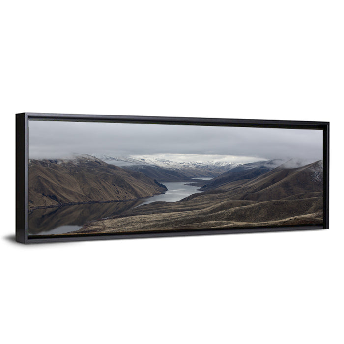 Snow-dusted Snake River Canyon Wall Art as a framed canvas