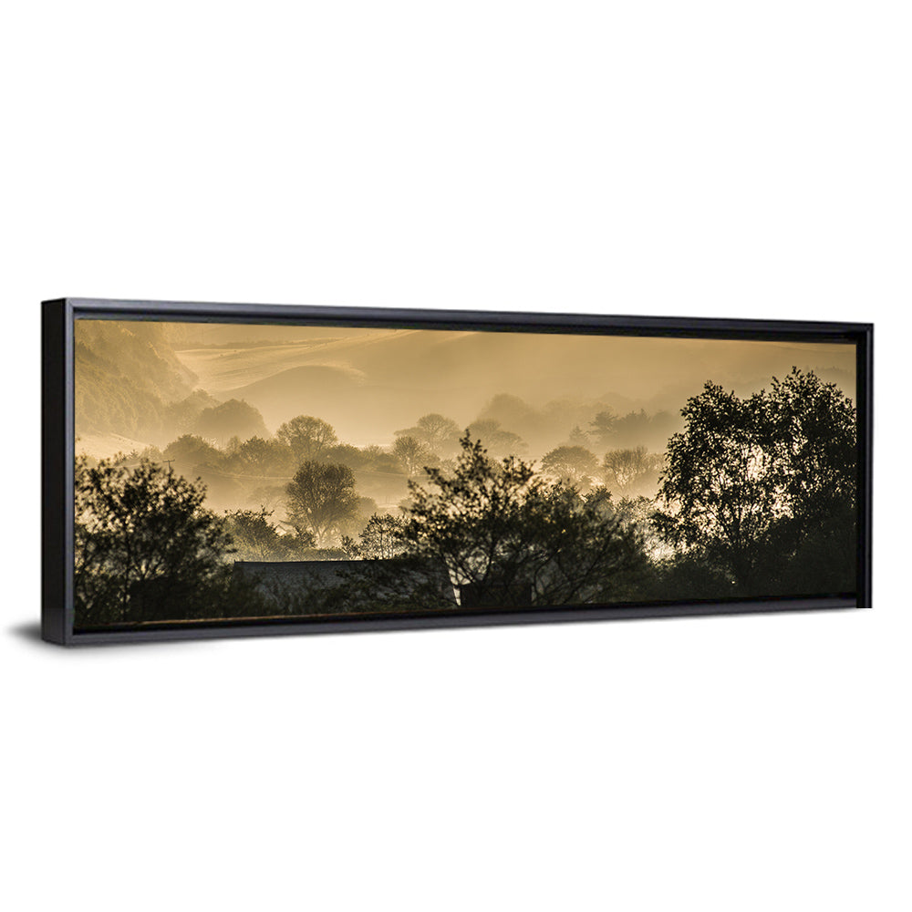 Bronze Morning Mist Over Hills Wall Art