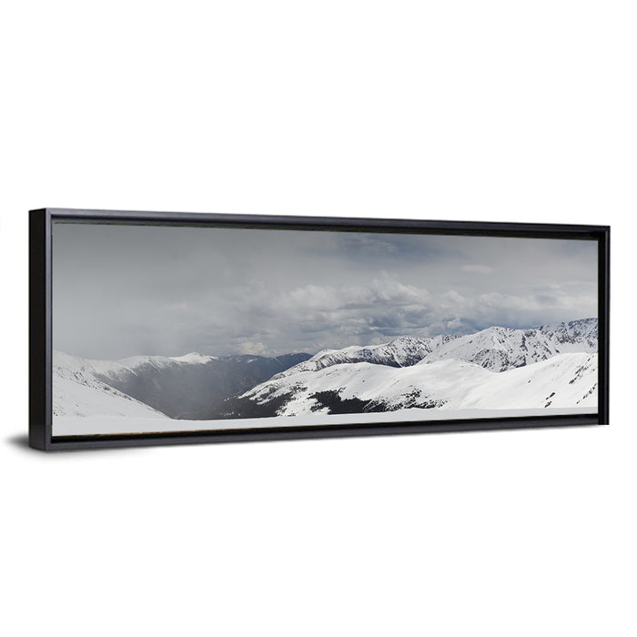 Snowy Colorado Mountains Wall Art as a framed canvas