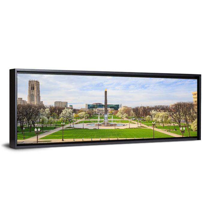 Cathedral of Learning Plaza Wall Art as a framed canvas