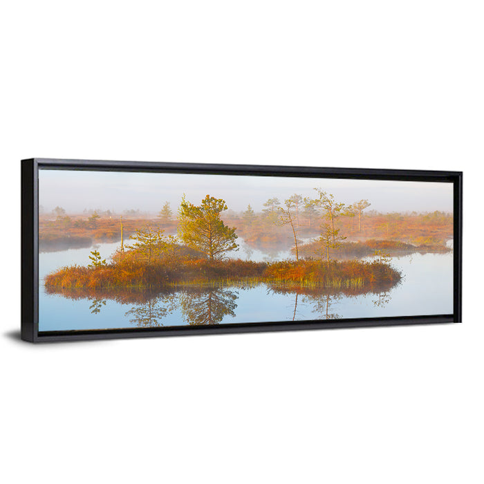 Yelnya Swamp Reflection Wall Art as a framed canvas
