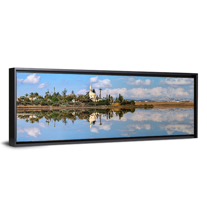 Hala Sultan Tekke Mosque Wall Art as a framed canvas
