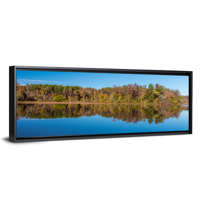 Petit Jean Lake Reflection Wall Art as a framed canvas